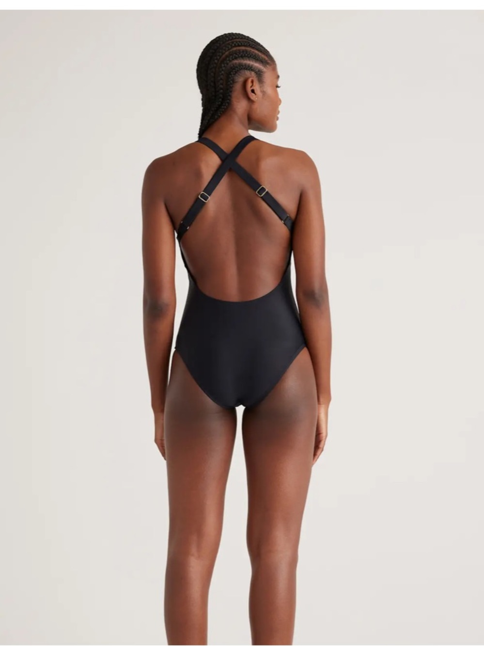 Quince Italian Cross-Back One-Piece Swimsuit — Black
